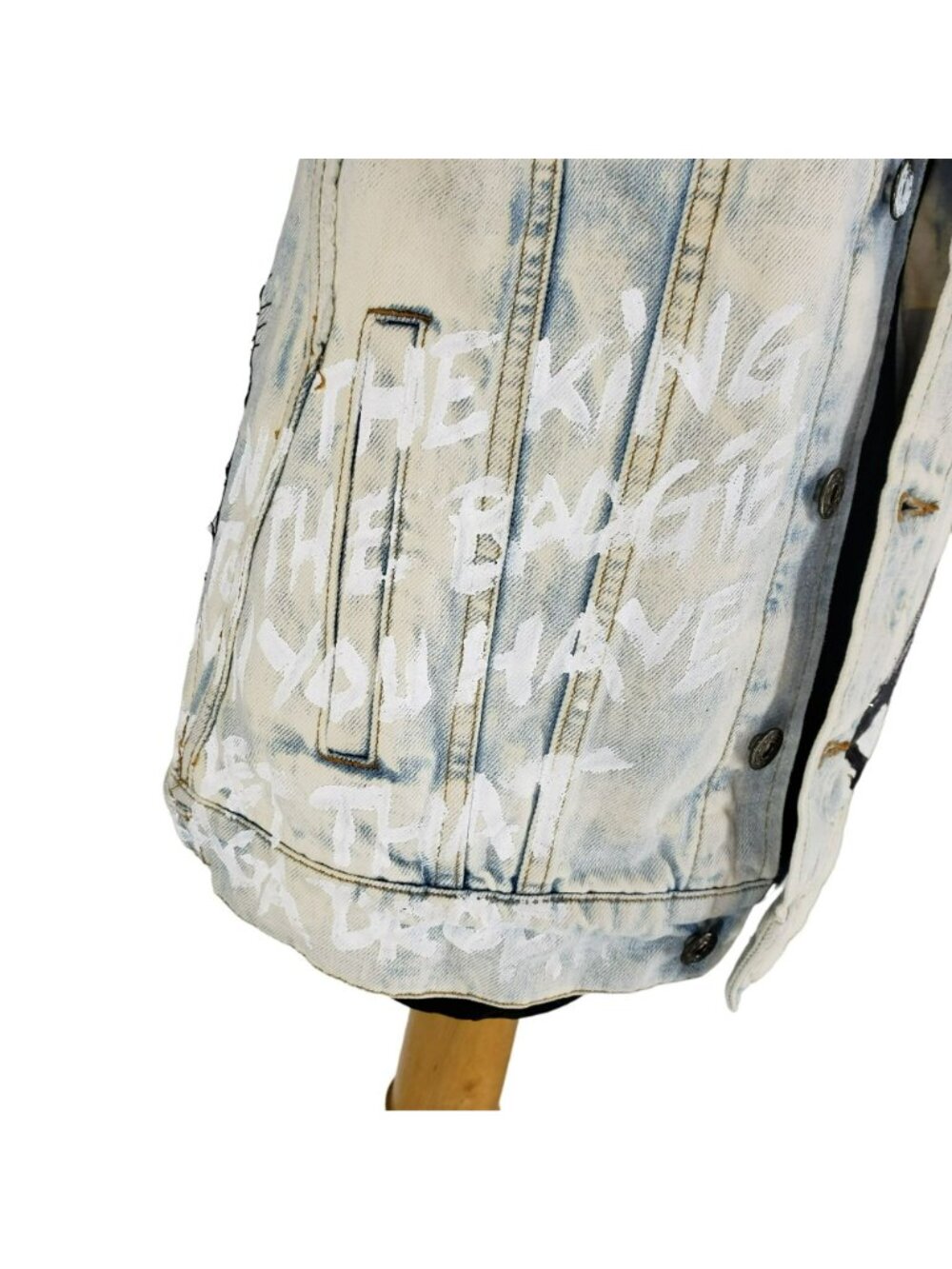 Faith Connexion $985 White Denim Vest Graffiti Print Punk Art to Wear DIY - Picture 10 of 16
